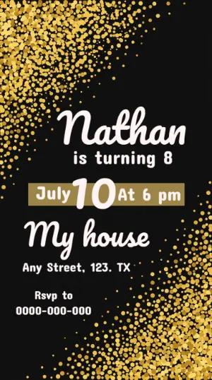 Elegant Gold Sparkle Birthday Invitation Template