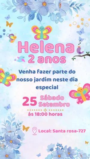 Convite de Aniversário Jardim das Borboletas Editável
