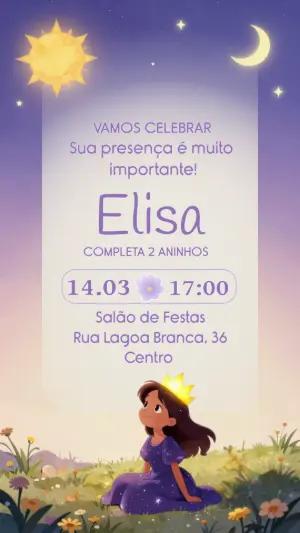 Convite de Aniversário Princesa Céu Mágico Editável