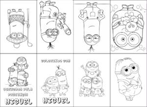 Mini Livro de Colorir Minions Editável para Lembrancinha
