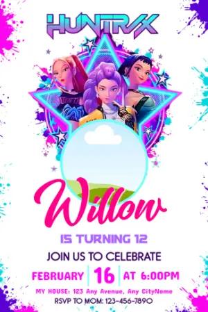 Demon Hunter K-Pop Birthday Invitation | Editable Template