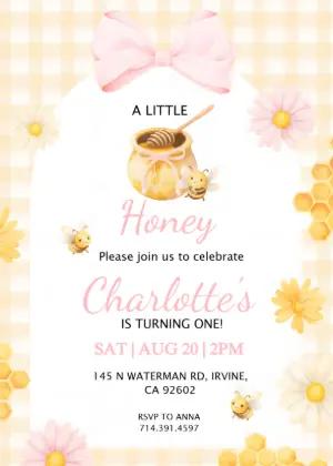 Sweet Honey Bee 1st Birthday Invitation to Edit