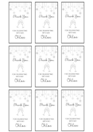 Winter Snowflake Thank You Tag Editable Template