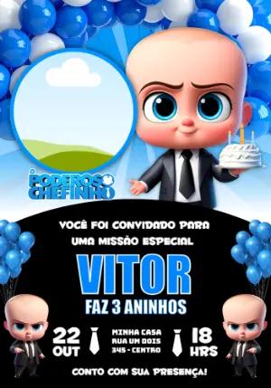 Convite de Aniversário O Poderoso Chefinho Azul para Editar