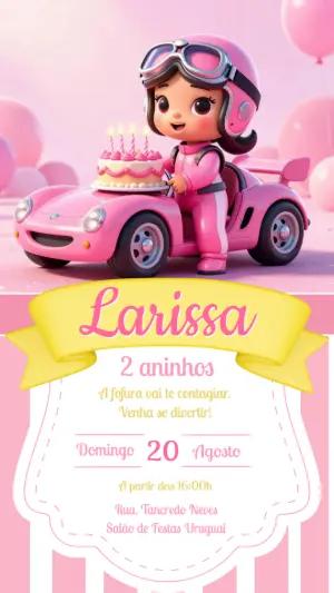 Convite Aniversário Menina Piloto Rosa Fofo para Editar