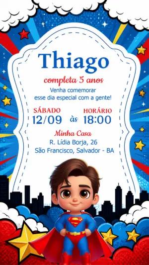 Convite de Aniversário Superman Editável