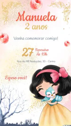 Convite Aniversário Branca de Neve Baby para Editar Online