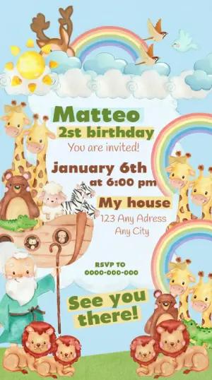 Noah's Ark Birthday Invitation | Editable Digital Template