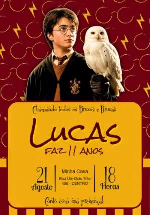 Convite Digital Harry Potter Aniversário Infantil Editável