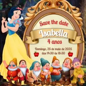 Save the Date Aniversário Branca de Neve para Editar Online