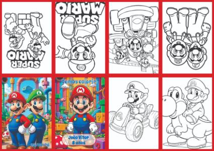 Livrinho de Colorir Super Mario Editável para Festa Infantil