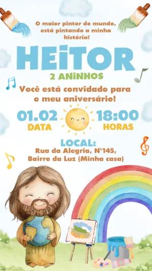 Convite Infantil Tema Pintor do Mundo para Editar