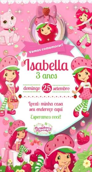 Convite Aniversário Moranguinho para Editar Online
