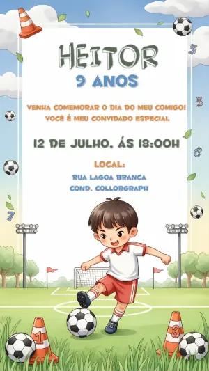 Convite Aniversário Futebol Menino para Editar Online