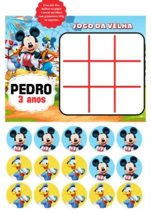 Jogo da Velha Aniversário Mickey Mouse Editável Online
