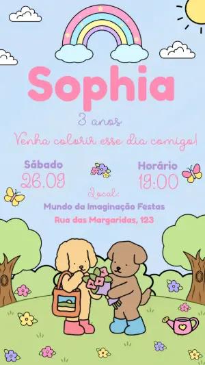 Convite de Aniversário Infantil Fofo Bobbie Goods Editável