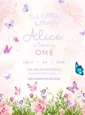 Editable Butterfly Garden Birthday Invitation