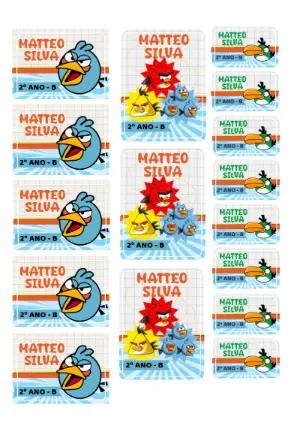 Kit de Etiquetas Escolares Angry Birds Colorido para Editar