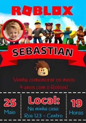Convite de Aniversário Roblox com Foto para Editar