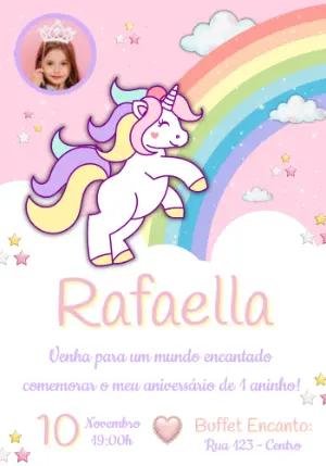 Convite Aniversário Unicórnio com foto