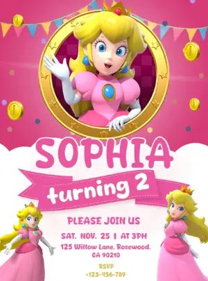 Princess Peach Party Invitation | Editable Digital Template