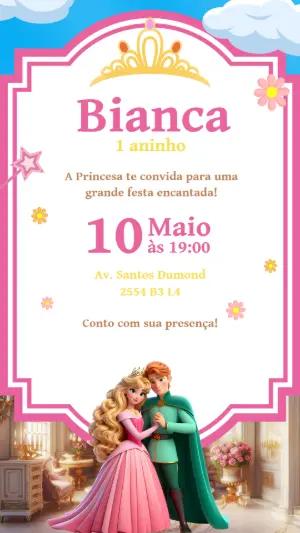 Convite Aniversário Princesa Aurora para Editar Online