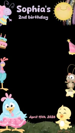 Editable Lottie Dottie Chicken Birthday Photo Booth Frame
