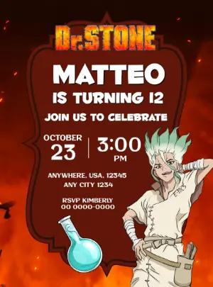 Dr. Stone Anime Birthday Invitation Template to Edit