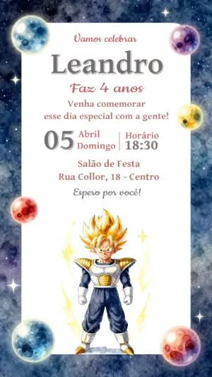 Convite de Aniversário Dragon Ball Galáxia para Editar Online