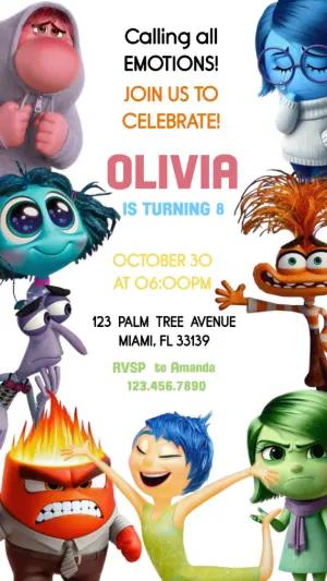 Animated Inside Out Birthday Invitation | Editable Video