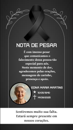 Nota de Pesar com Foto Editável Online para Homenagem