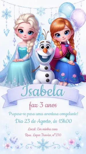 Convite de Aniversário Frozen Fofo para Editar Online