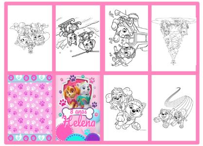 Mini Livro de Colorir Patrulha Canina Meninas para Editar e Imprimir