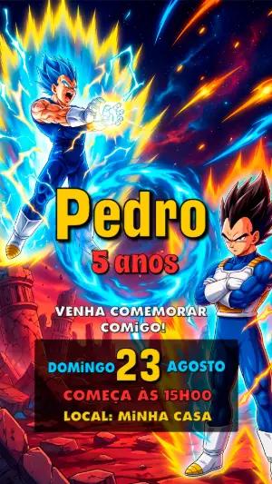 Convite Digital Dragon Ball Vegeta para Editar Online