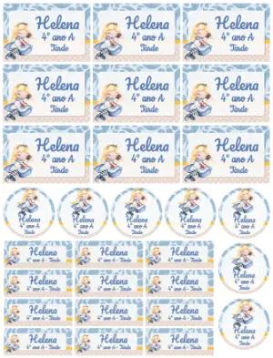 Kit de Etiquetas Escolares Alice no País das Maravilhas Editável