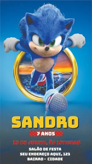 Convite de Aniversário Sonic o Ouriço para Editar Online