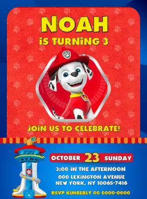 Marshall Paw Patrol Birthday Invitation Editable Online