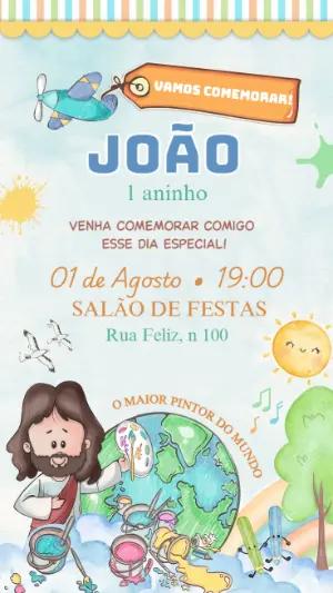 Convite Aniversário O Maior Pintor do Mundo para Editar Online