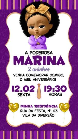 Convite Poderosa Chefinha Roxo para Aniversário Editável