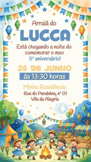 Convite de Aniversário Festa Junina Aquarela para Editar