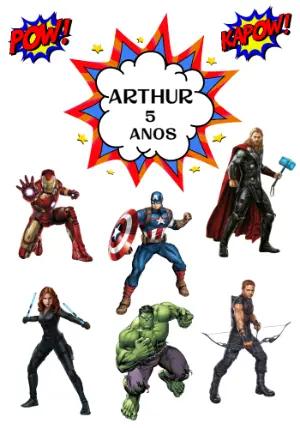 Topo de Bolo Vingadores Marvel para Editar Online e Imprimir