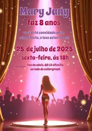 Convite de Aniversário Barbie Fashion Show Editável Online