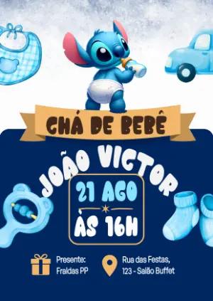 Convite Chá de Bebê Stitch Baby para Editar Online