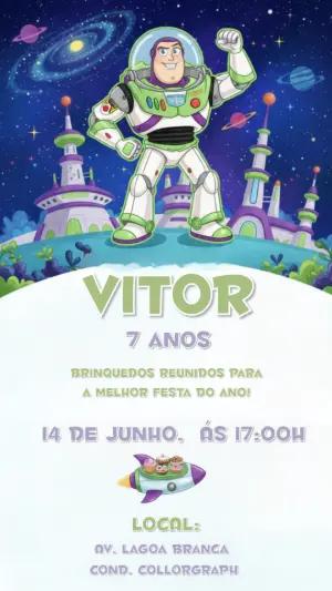 Convite de Aniversário Buzz Lightyear Espacial para Editar