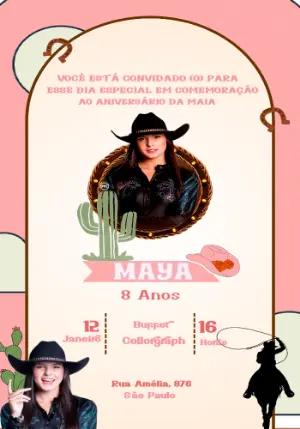 Convite Aniversário Ana Castela Sertanejo para Editar