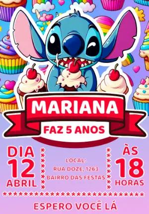 Convite de Aniversário Stitch com Doces para Editar Online