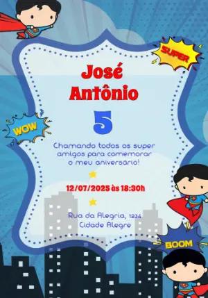 Convite Animado Aniversário Super-Herói Baby para Editar Online