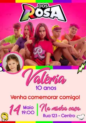Convite de Aniversário Dos Rosa com Foto Editável