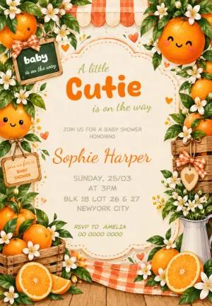 Little Cutie Baby Shower Invitation Editable Template