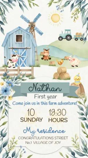 Cute Farm Birthday Invitation | Editable Digital Template